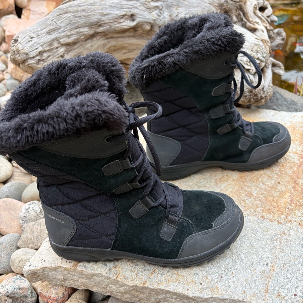 Columbia Ice Maiden II Waterproof Faux Fur Winter Boots Women's 8 Black Snow
